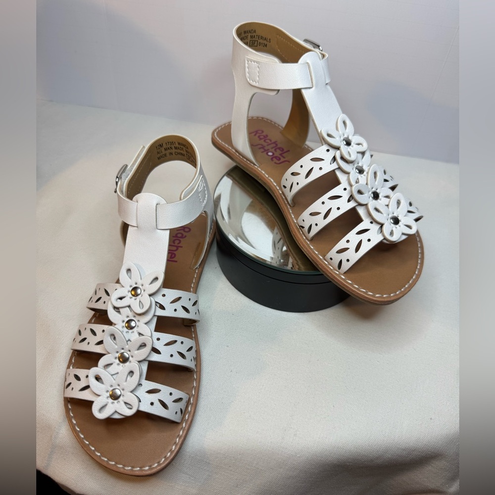 Rachel Shoes White Floral Gladiator Sandals for Kids
